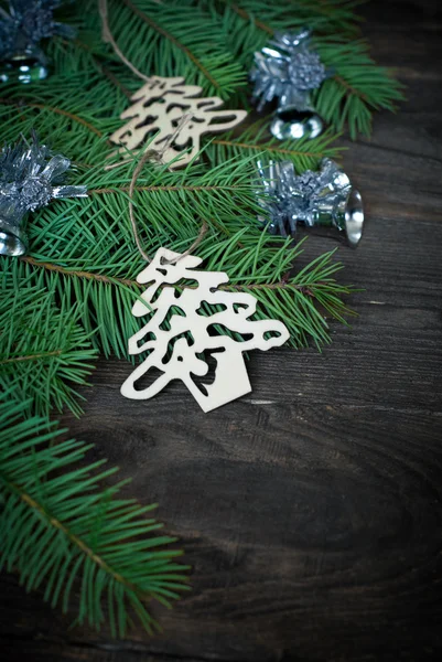 木製の背景をクリスマスの装飾 — ストック写真