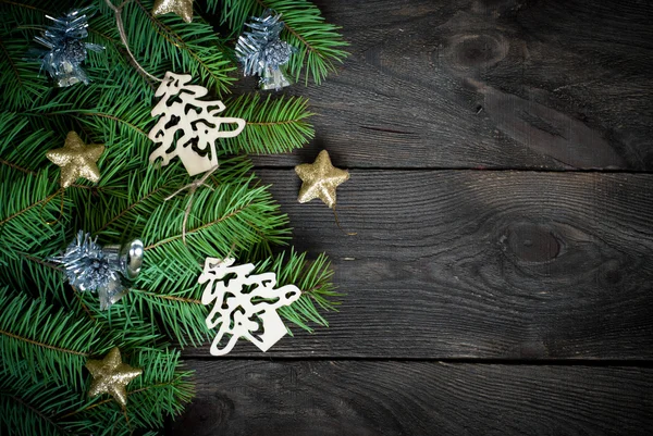 Decorazioni natalizie su sfondo di legno — Foto Stock