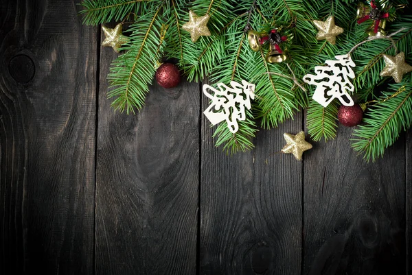 Decoraciones de Navidad en el fondo de madera — Foto de Stock