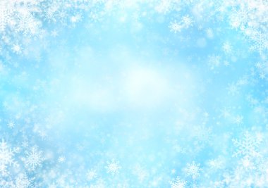 Mavi Noel arkaplanı ve kar taneleri