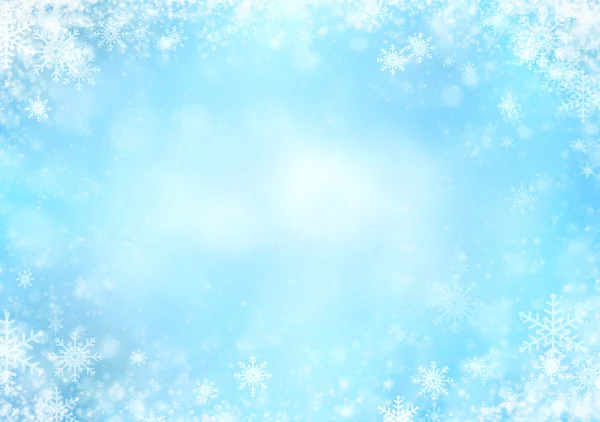 Sfondo blu di Natale con fiocchi di neve — Foto Stock