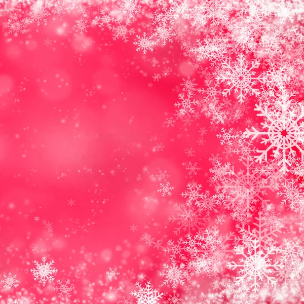 Fond de Noël rouge avec flocons de neige — Photo