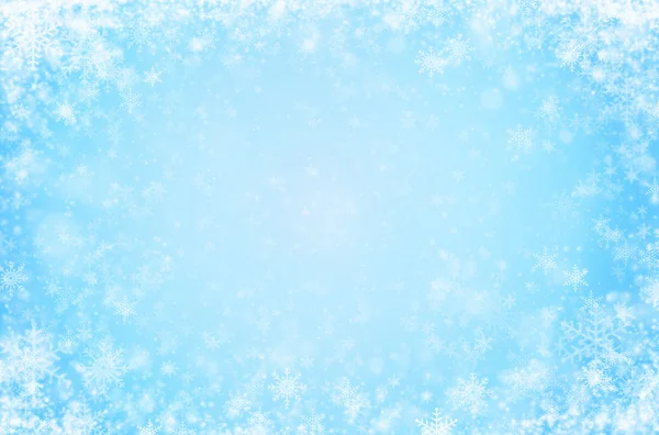 Hellblauer Hintergrund mit Schneeflocken — Stockfoto
