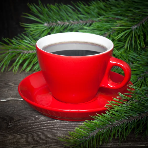 Hett kaffe i en röd kopp — Stockfoto