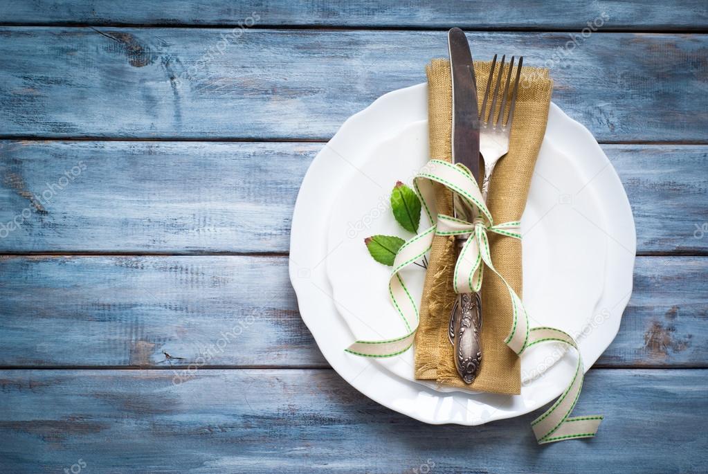 Table setting with napkin