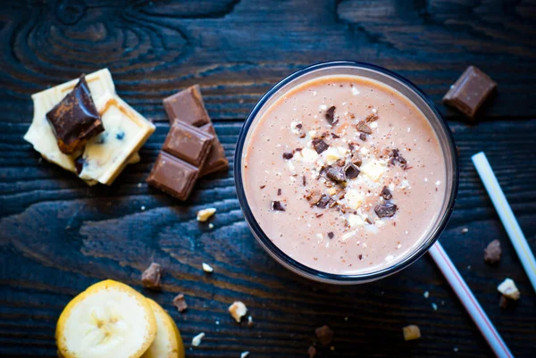 Batido con plátano y chocolate — Foto de Stock