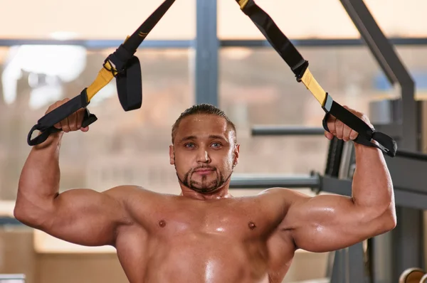 Fitness TRX man portrait — Stock Photo, Image