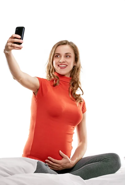 Selfie donna incinta — Foto Stock