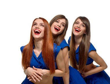 smiling beautiful Triplets women clipart