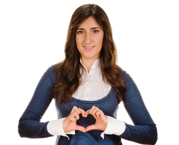 Дівчина показує символ серця — стокове фото