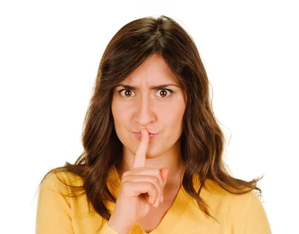 Woman shows sign of silence — Stock Photo, Image