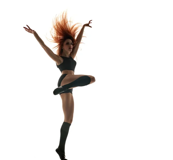 Vrouw danser dansen silhouet — Stockfoto