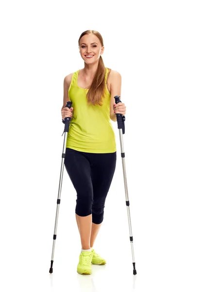 Nordic walking woman — Stock Photo, Image