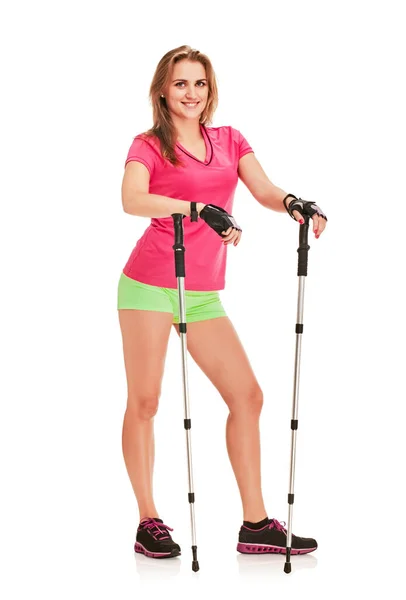 Nordic Walking nő — Stock Fotó