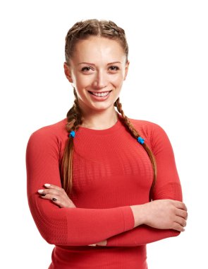 Genç, neşeli sporcu kadın.