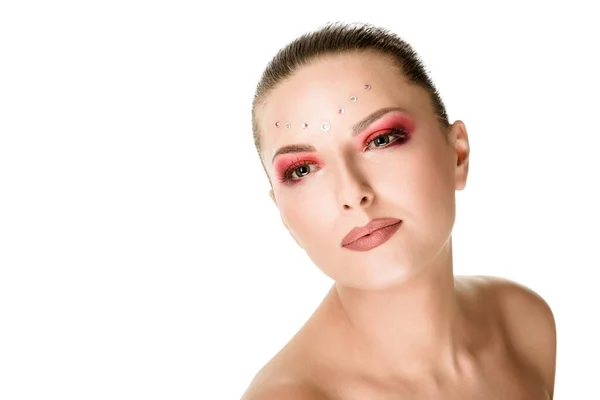 Modern faceart with rhinestones — Stock Photo, Image