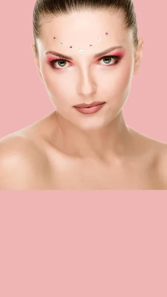 Fashionable make-up with rhinestone — Stock Photo, Image
