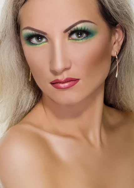 Módní make-up zelený — Stock fotografie