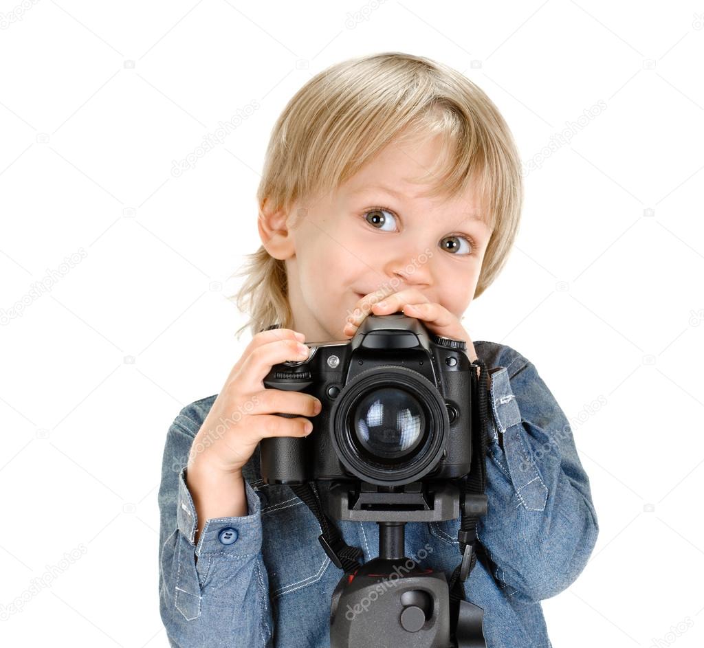 boy with photo camera