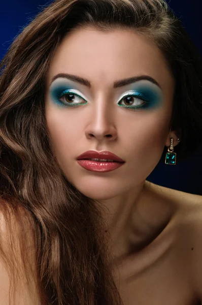 Fashion make-up blauw — Stockfoto