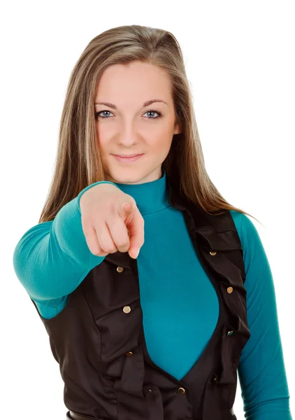 Kvinna pekar sitt finger på dig — Stockfoto