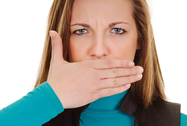 La donna mostra segni di silenzio — Foto Stock