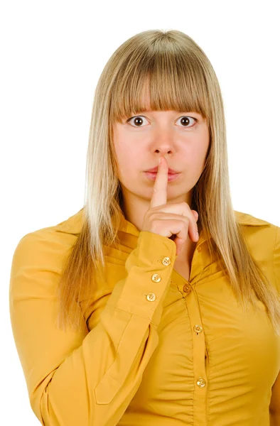 Woman shows sign of silence — Stock Photo, Image