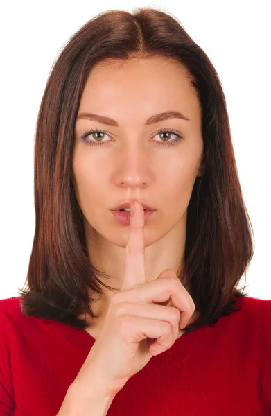 महिला चुप्पी का संकेत दिखाती है — स्टॉक फ़ोटो, इमेज