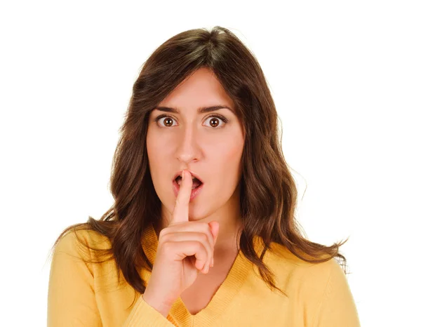 Woman shows sign of silence — Stock Photo, Image