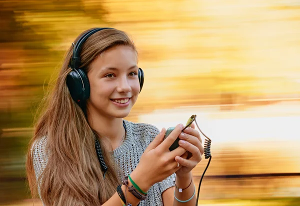 Fun with music headphones — Stock Photo, Image