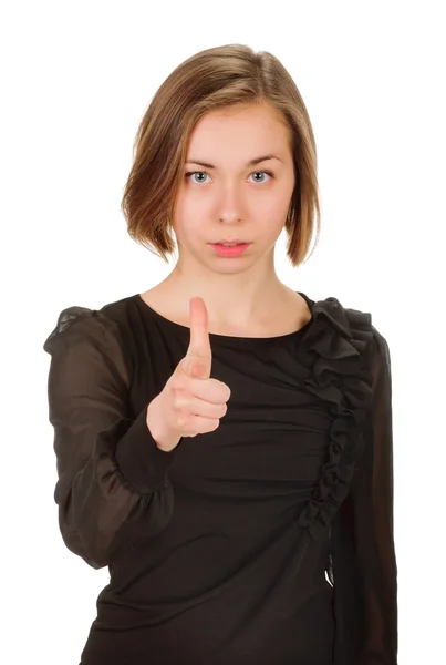 Woman pointing her finger at you — Stock Photo, Image