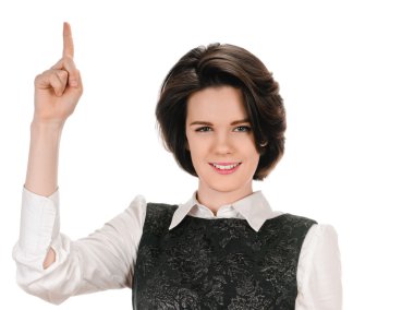 Eureka. Kadın parmağını yükselterek bir fikir