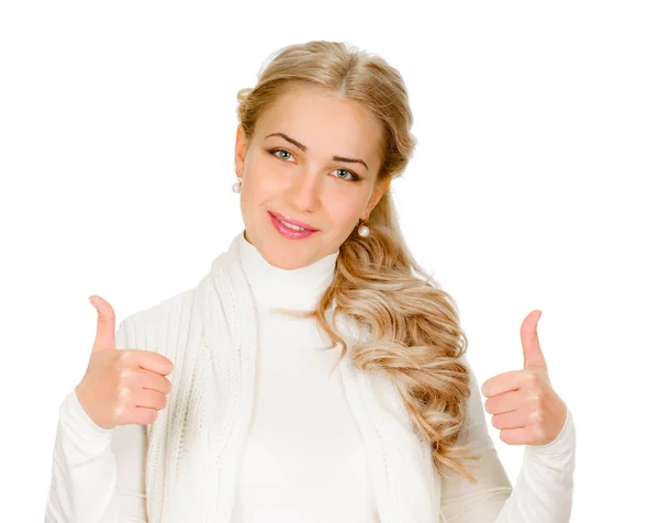 Young woman showing a thumbs up — Stock Photo, Image