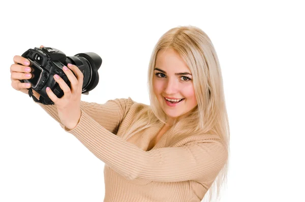 Young girl doing her self-portrait — Stock Photo, Image