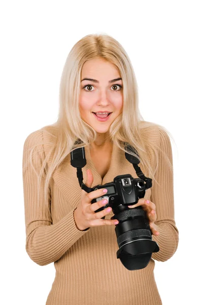 Schönheitsfotograf bewertet gute Aufnahme — Stockfoto