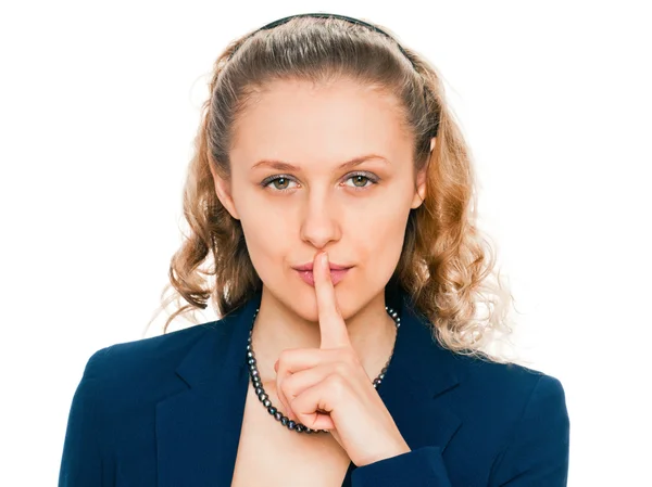 Woman shows sign of silence — Stock Photo, Image