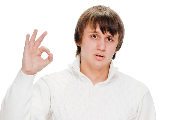 Young man indicating ok sign — Stock Photo, Image