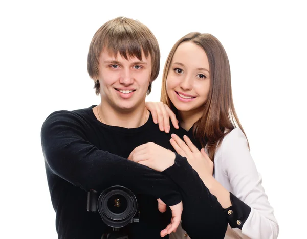 Couple with camera — Stock Photo, Image