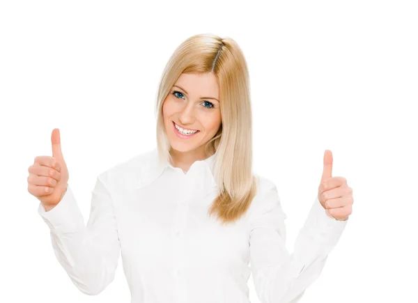 Young woman showing a thumbs up — Stock Photo, Image