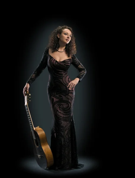 Gitarr kvinna player mode — Stockfoto