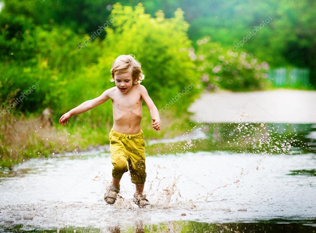 Splashing in a puddle