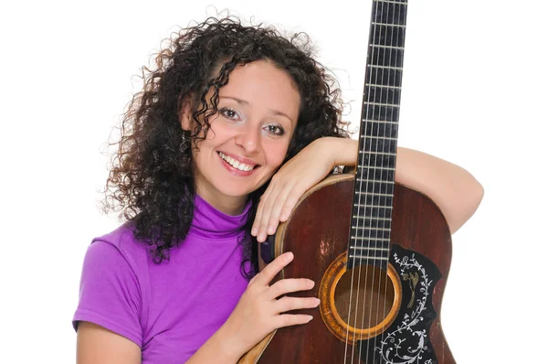 Gitaar vrouw speler portret — Stockfoto