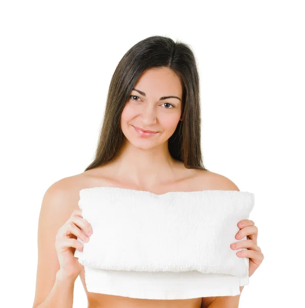 Woman with bath towel — Stock Photo, Image