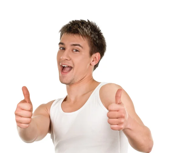 Young man showing a thumbs up — Stock Photo, Image