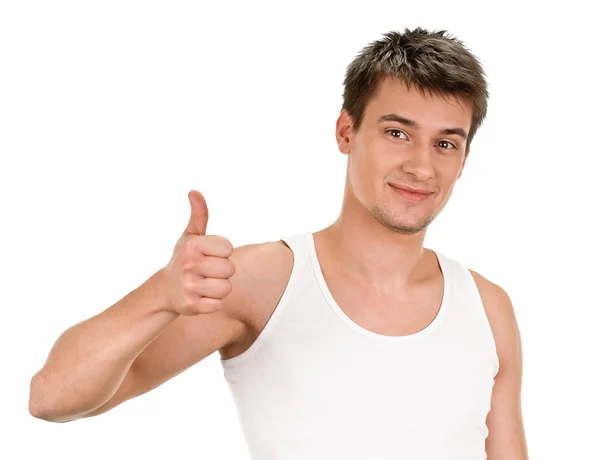 Young man showing a thumbs up — Stock Photo, Image