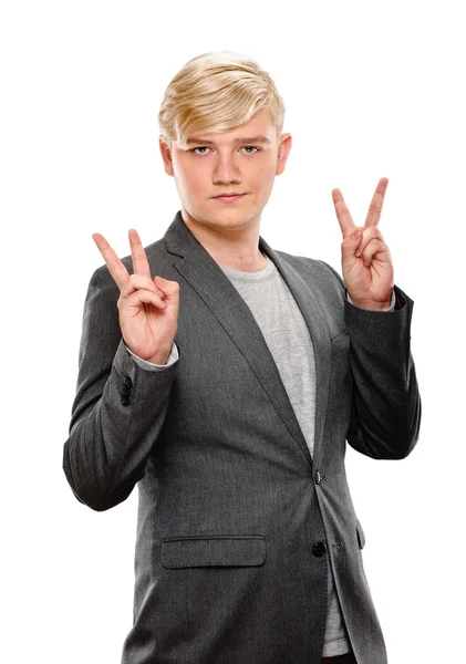 Man showing victory sign — Stock Photo, Image