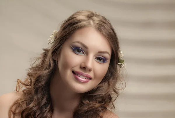 Spring Girl with Flowers — Stock Photo, Image