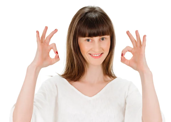 Young lady indicating ok sign — Stock Photo, Image