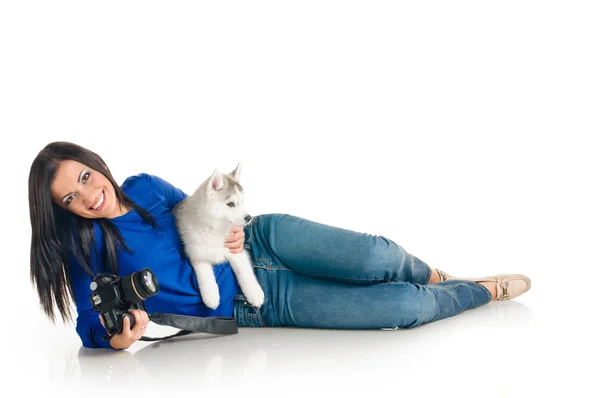 Vrouw en haar huisdier — Stockfoto