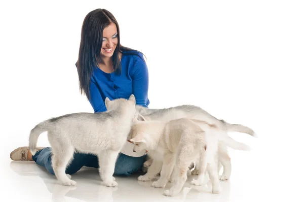 Mulher e seu animal de estimação — Fotografia de Stock